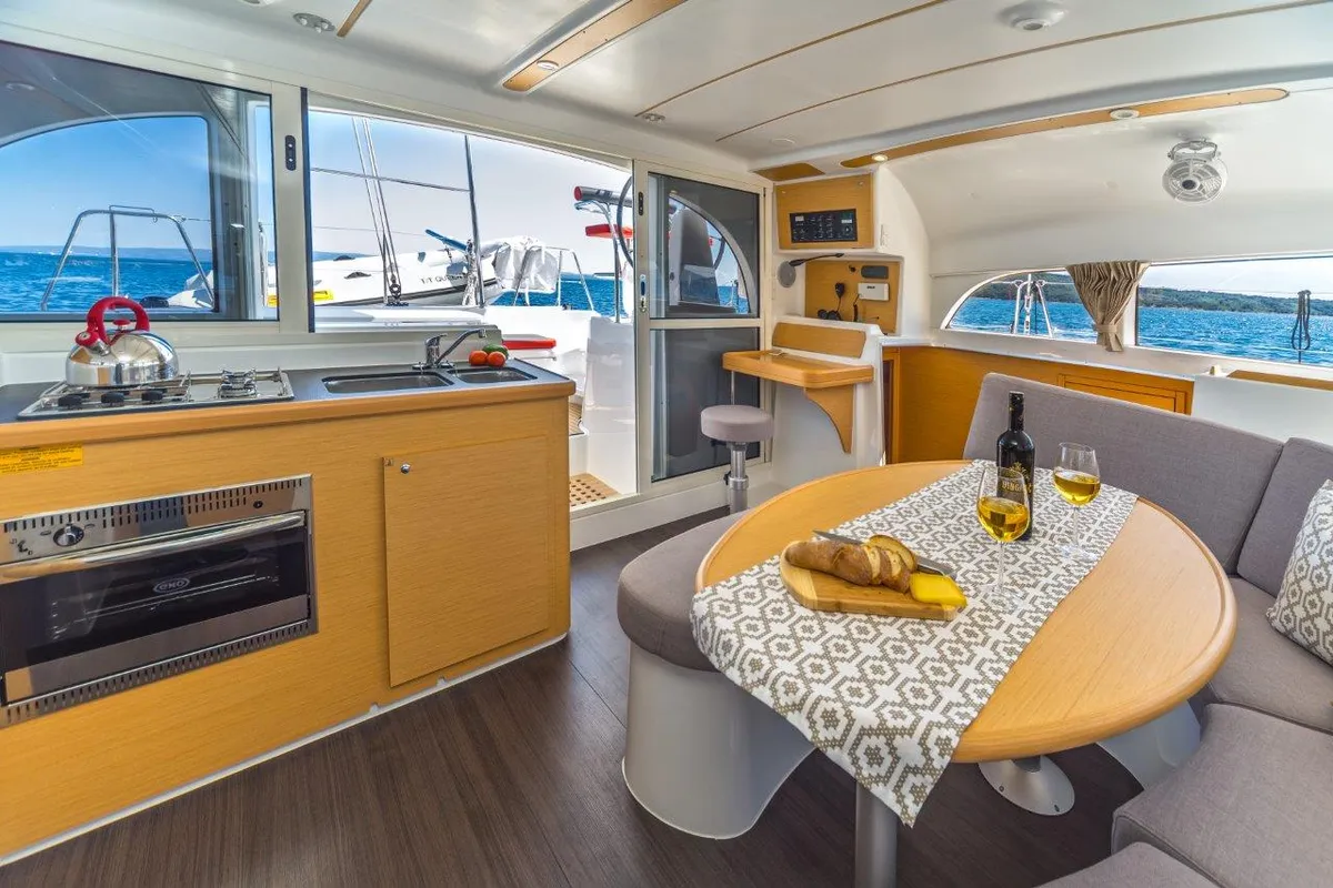 Queen Mia, a Lagoon 380 catamaran at Grad Biograd na Moru, Croatia