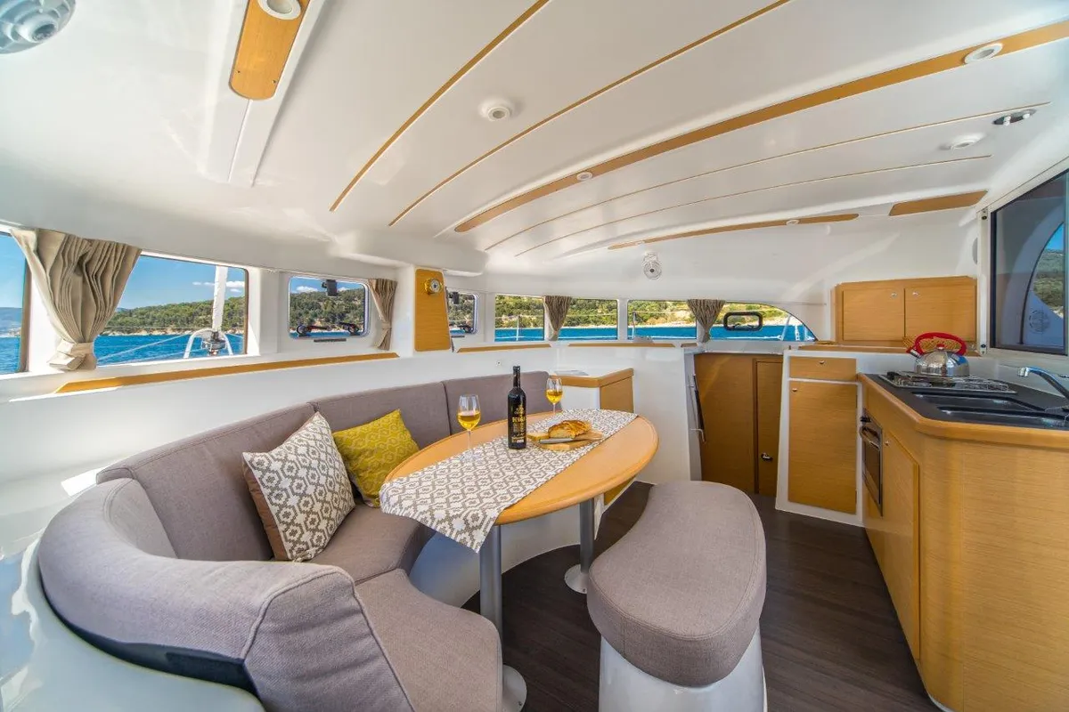 Queen Mia, a Lagoon 380 catamaran at Grad Biograd na Moru, Croatia