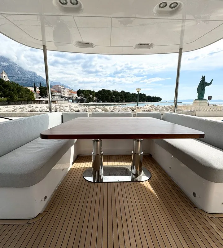 Deck of Moon light, a Azimut Magellano 66 motor yacht at Općina Sukošan, Croatia