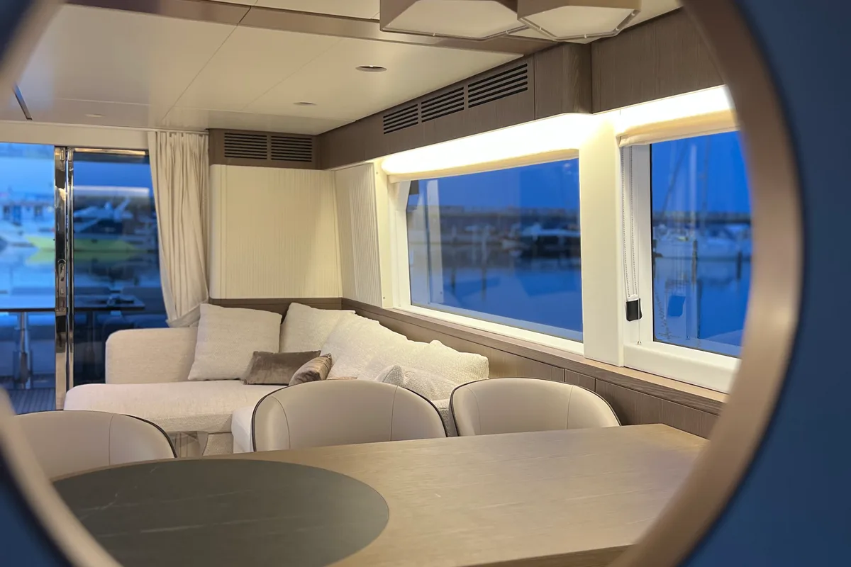 Deck of Moon light, a Azimut Magellano 66 motor yacht at Općina Sukošan, Croatia