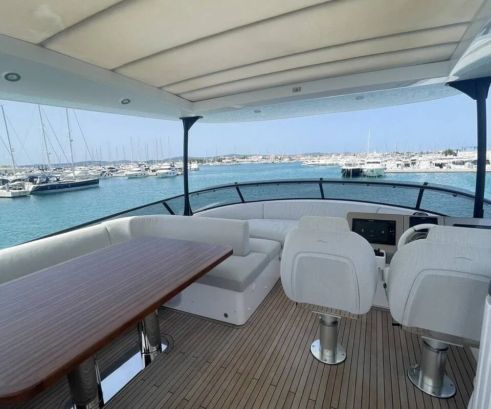 Exterior view of Moon light, a Azimut Magellano 66 motor yacht at Općina Sukošan, Croatia