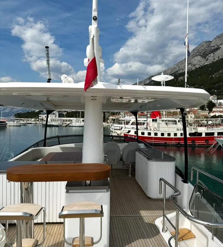Deck of Moon light, a Azimut Magellano 66 motor yacht at Općina Sukošan, Croatia