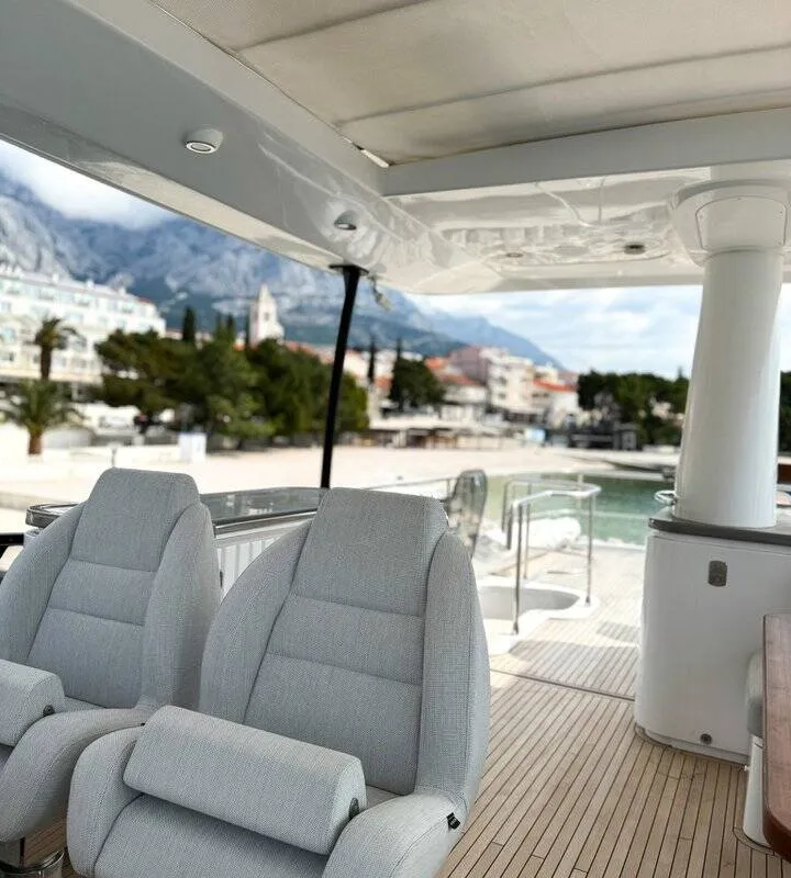 Deck of Moon light, a Azimut Magellano 66 motor yacht at Općina Sukošan, Croatia