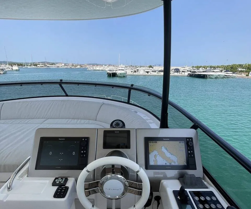 Exterior view of Moon light, a Azimut Magellano 66 motor yacht at Općina Sukošan, Croatia