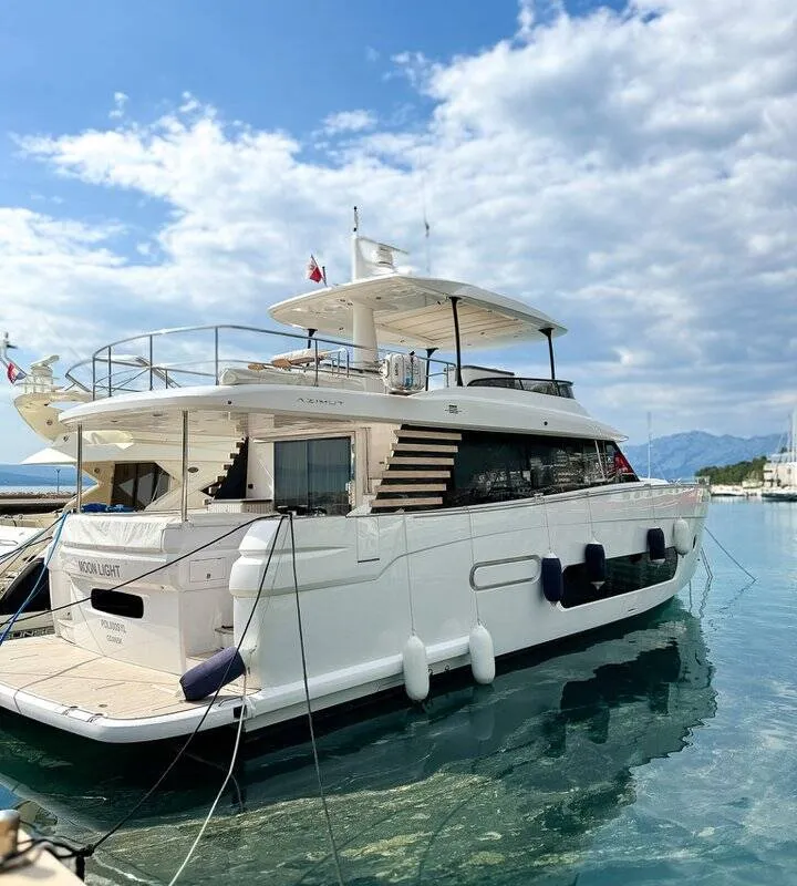 Exterior view of Moon light, a Azimut Magellano 66 motor yacht at Općina Sukošan, Croatia
