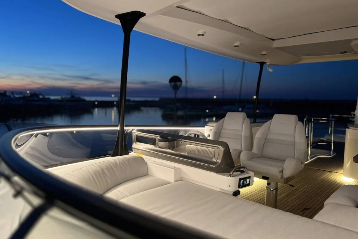 Deck of Moon light, a Azimut Magellano 66 motor yacht at Općina Sukošan, Croatia