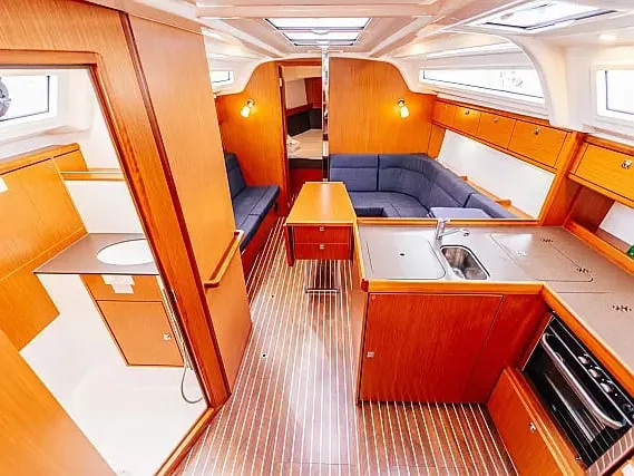 Salon of Flinx, a Bavaria Cruiser 37 sailboat at Betina, Croatia