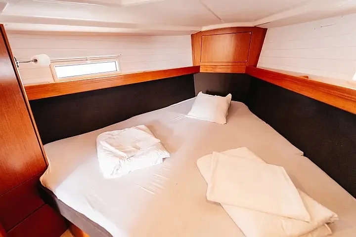 Cabin on Flinx, a Bavaria Cruiser 37 sailboat at Betina, Croatia