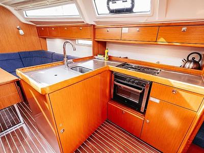 Galley of Flinx, a Bavaria Cruiser 37 sailboat at Betina, Croatia