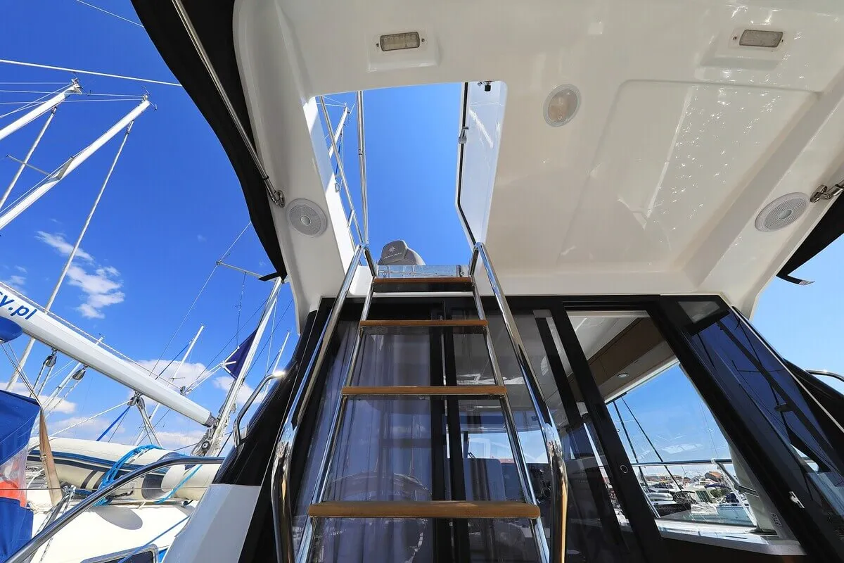 Deck of Tana, a Jeanneau Merry Fisher 1095 Fly motorboat at Pirovac, Croatia