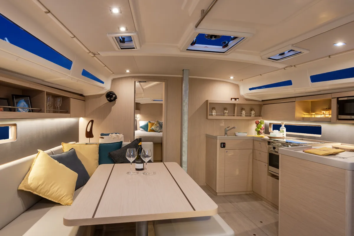 Salon of Beneteau Oceanis 40.1, a sailboat at English Harbour, Antigua and Barbuda