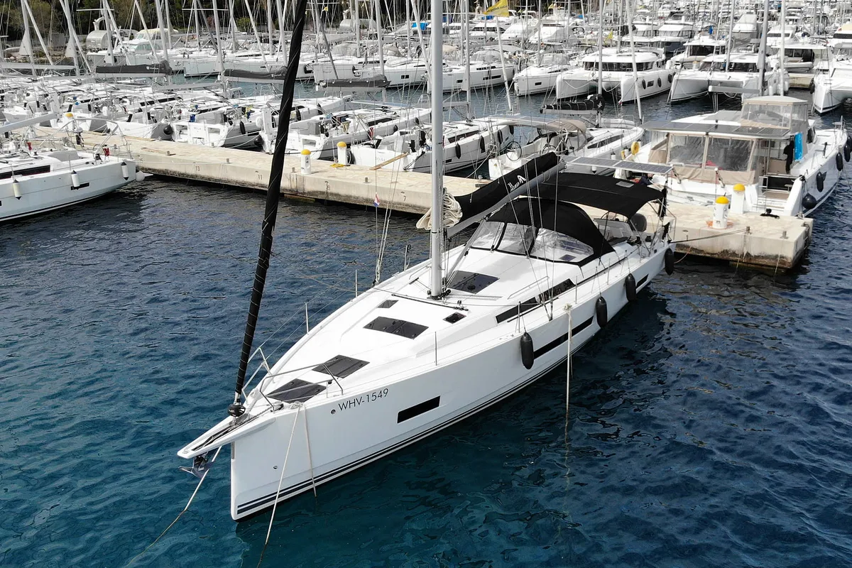 Exterior view of Wilson, a Hanse 460 sailboat at Punat, Croatia