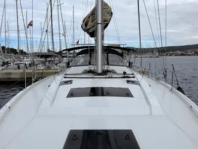 Deck of Wilson, a Hanse 460 sailboat at Punat, Croatia