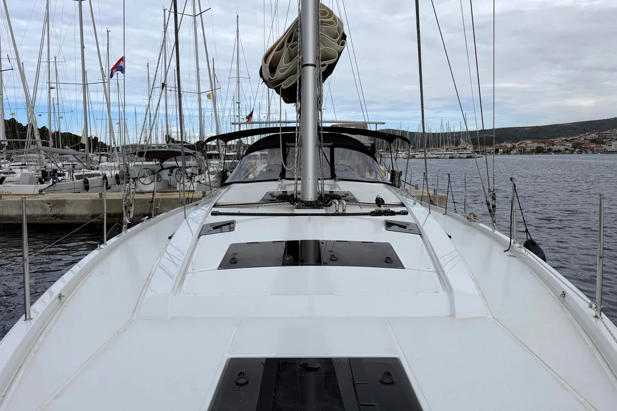 Deck of Wilson, a Hanse 460 sailboat at Punat, Croatia