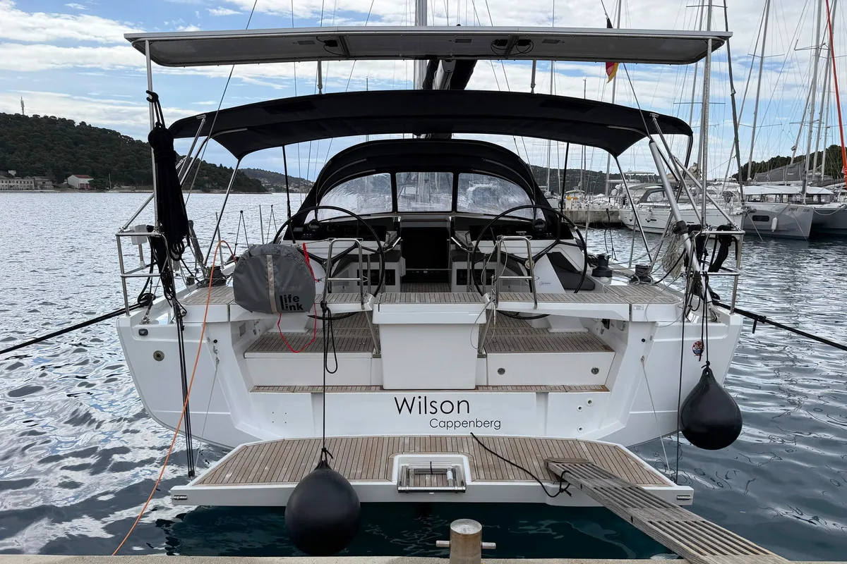 Exterior view of Wilson, a Hanse 460 sailboat at Punat, Croatia