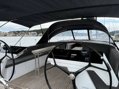 Cockpit of Wilson, a Hanse 460 sailboat at Punat, Croatia