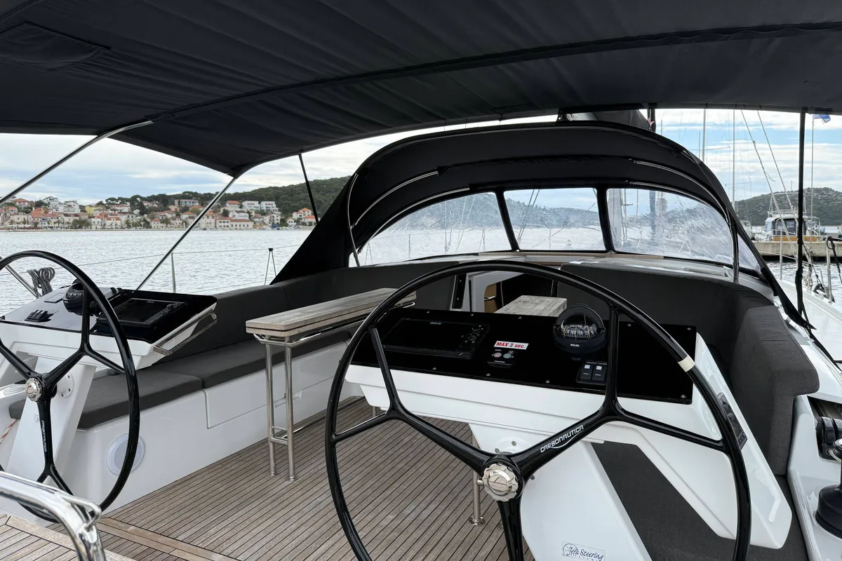 Cockpit of Wilson, a Hanse 460 sailboat at Punat, Croatia