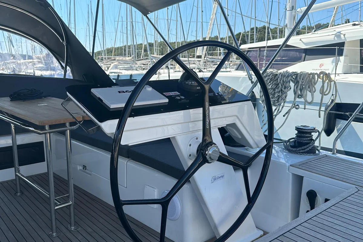 Cockpit of Wilson, a Hanse 460 sailboat at Punat, Croatia