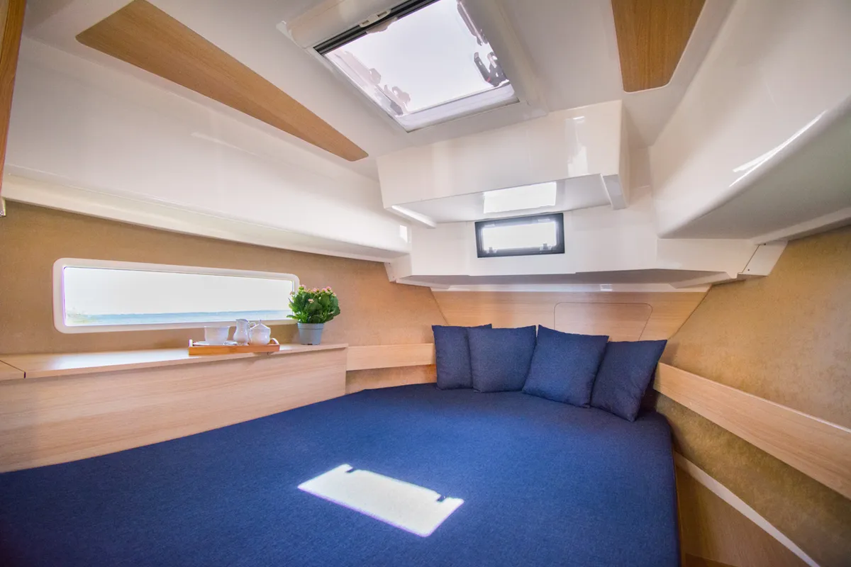 Cabin on Balt 918 - 3 cab., a Balt 918 Titanium motorboat at Wilkasy, Poland