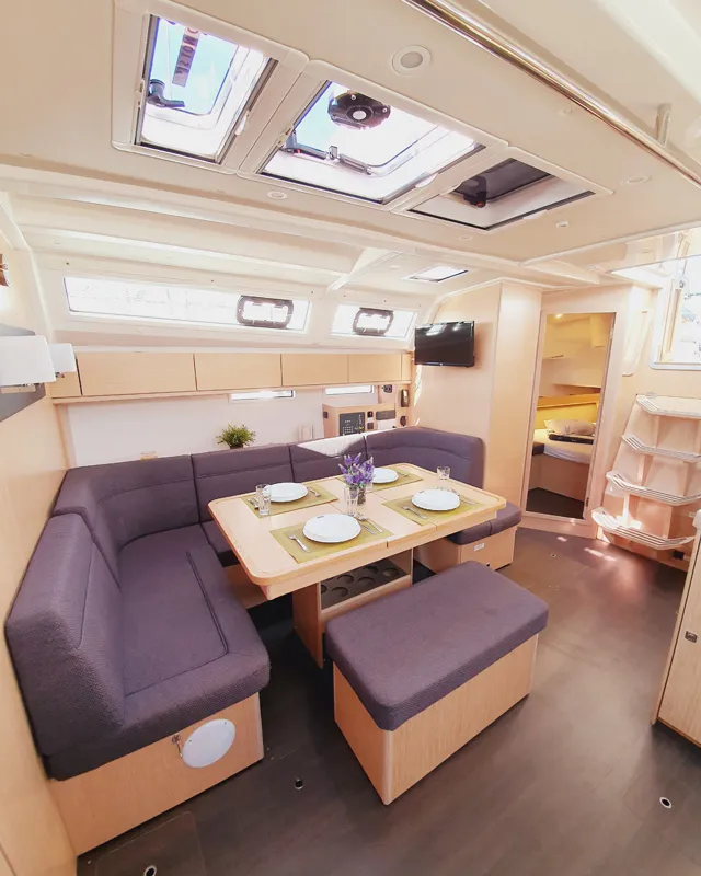 Salon of Dalisa III, a Bavaria Cruiser 46 sailboat at Grad Pula, Croatia