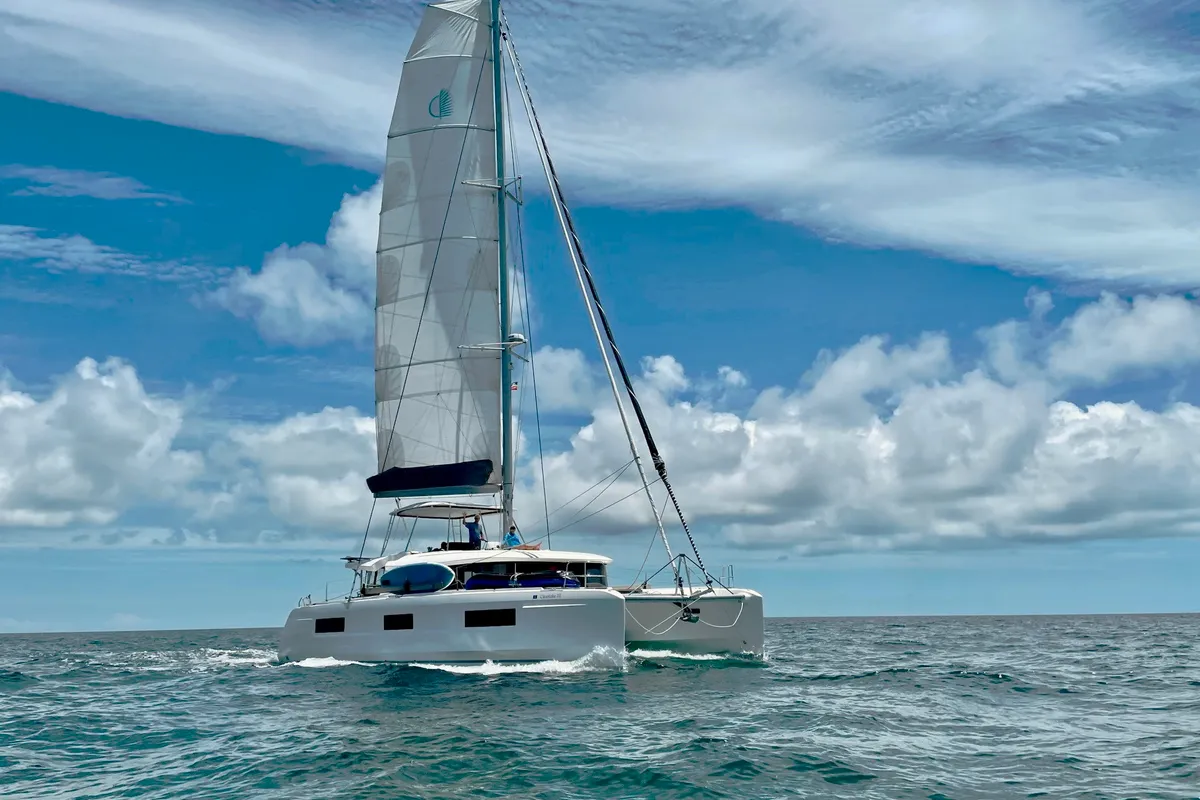 Exterior view of Clearlake III, a Lagoon 46 OW catamaran at Road Town, British Virgin Islands