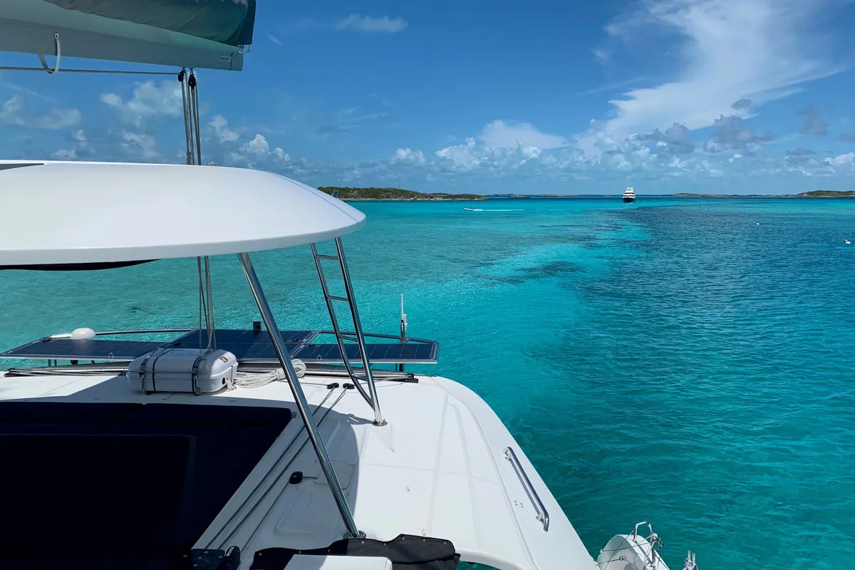 Deck of Clearlake III, a Lagoon 46 OW catamaran at Road Town, British Virgin Islands