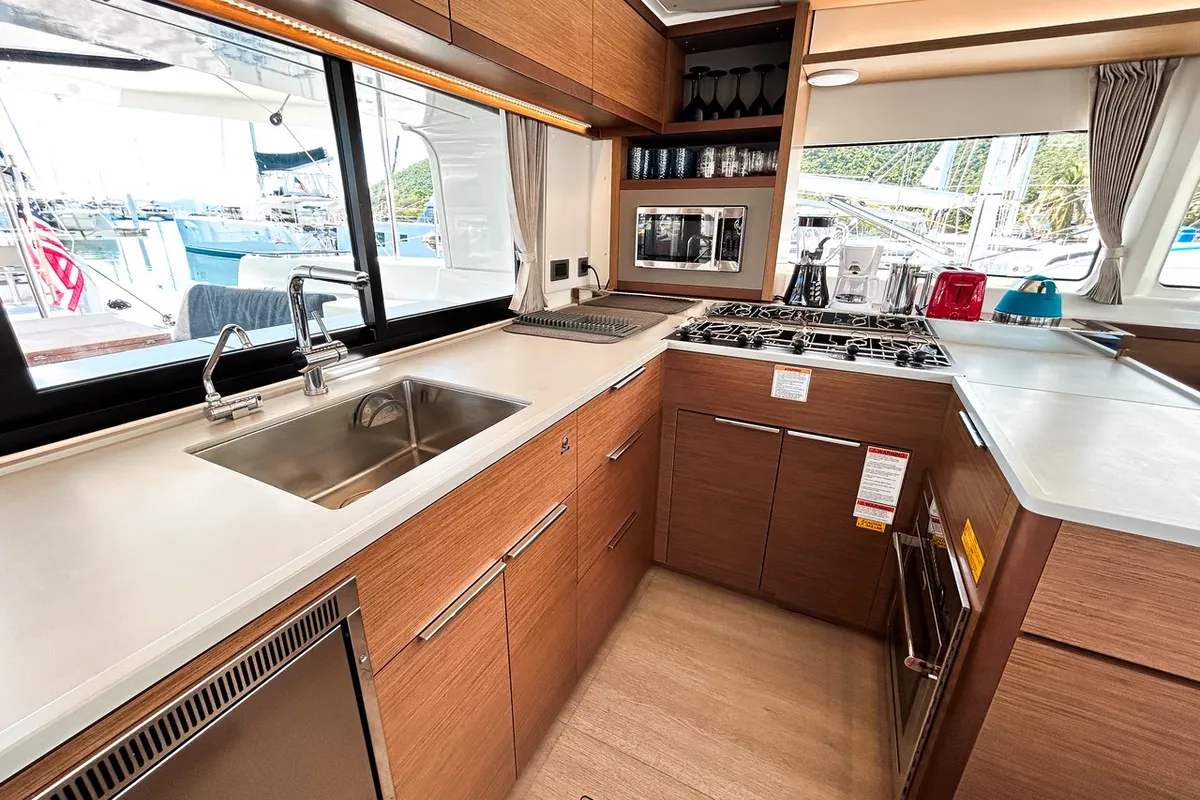 Galley of Clearlake III, a Lagoon 46 OW catamaran at Road Town, British Virgin Islands
