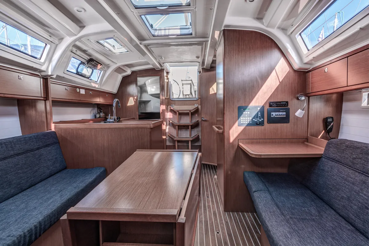Salon of Poseidon, a Bavaria Cruiser 37 sailboat at Kontokali, Greece