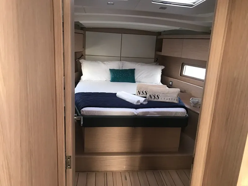 Cabin on Meridiana, a Beneteau Oceanis 46.1 sailboat at Olbia, Italy