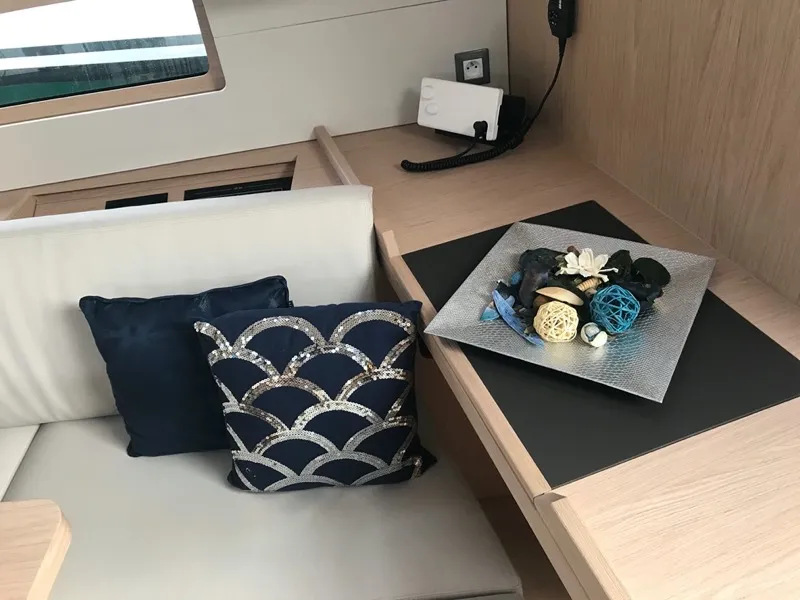 Salon of Meridiana, a Beneteau Oceanis 46.1 sailboat at Olbia, Italy