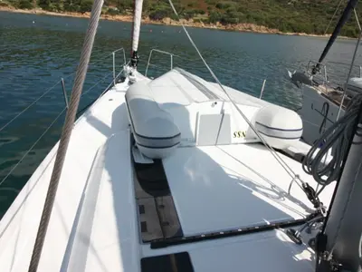 Deck of Meridiana, a Beneteau Oceanis 46.1 sailboat at Olbia, Italy