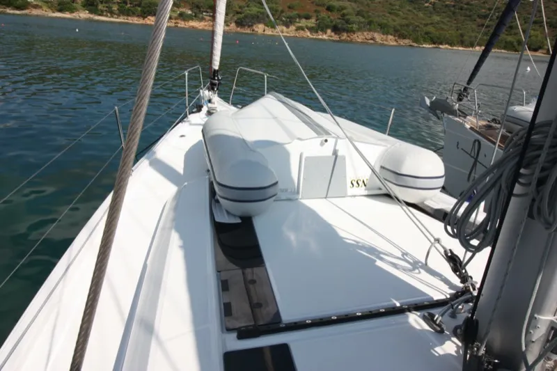 Deck of Meridiana, a Beneteau Oceanis 46.1 sailboat at Olbia, Italy
