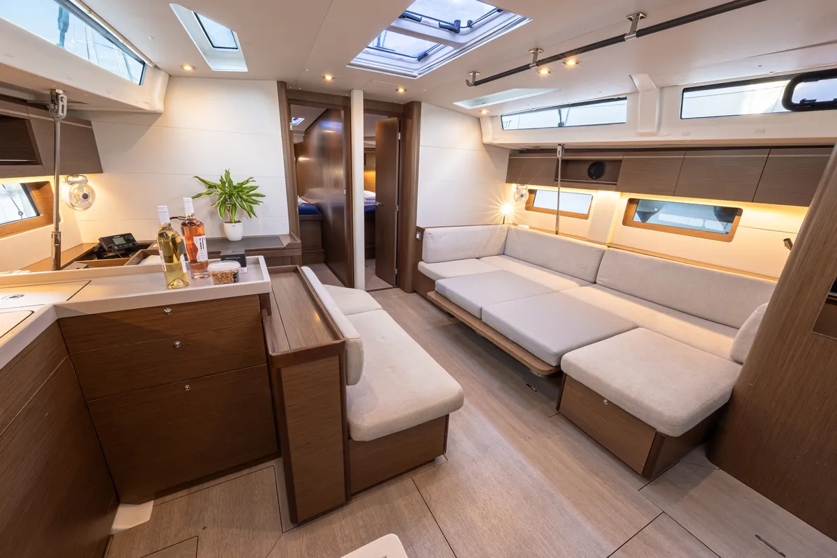 Salon of Forkys, a Beneteau Oceanis 51.1 sailboat at Municipal Unit of Lefkada, Greece