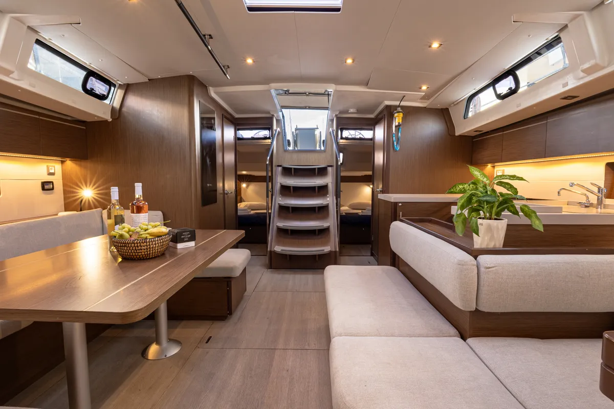 Salon of Forkys, a Beneteau Oceanis 51.1 sailboat at Municipal Unit of Lefkada, Greece