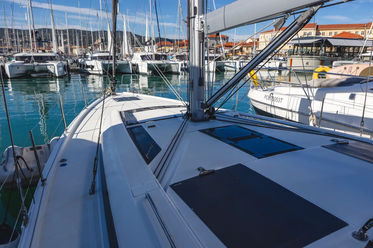 Deck of Forkys, a Beneteau Oceanis 51.1 sailboat at Municipal Unit of Lefkada, Greece