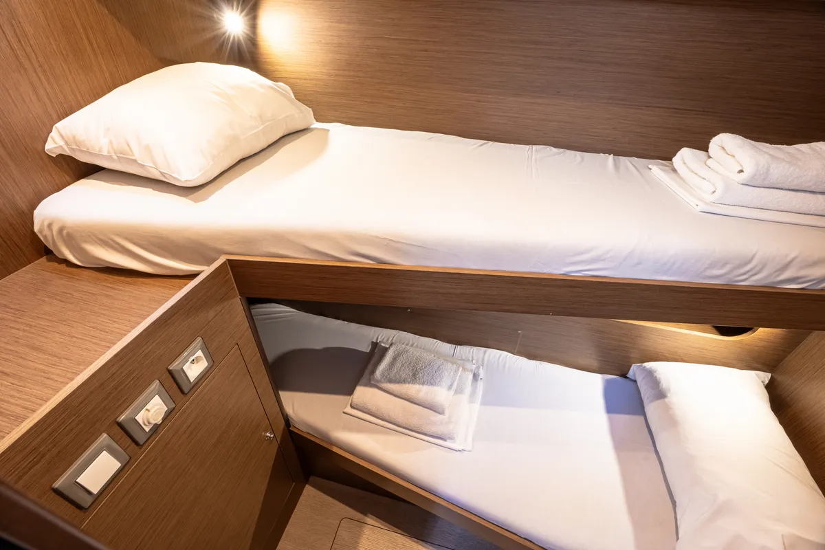 Cabin on Forkys, a Beneteau Oceanis 51.1 sailboat at Municipal Unit of Lefkada, Greece