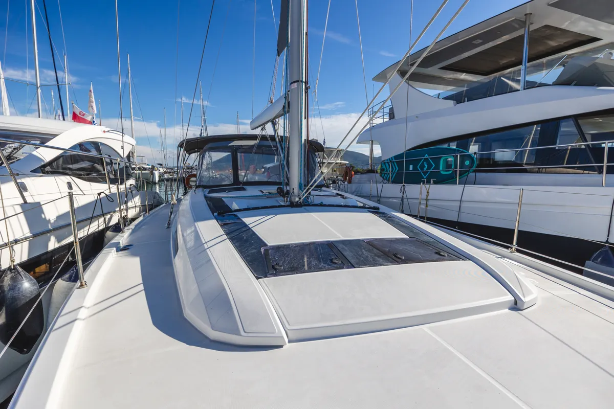 Deck of Forkys, a Beneteau Oceanis 51.1 sailboat at Municipal Unit of Lefkada, Greece