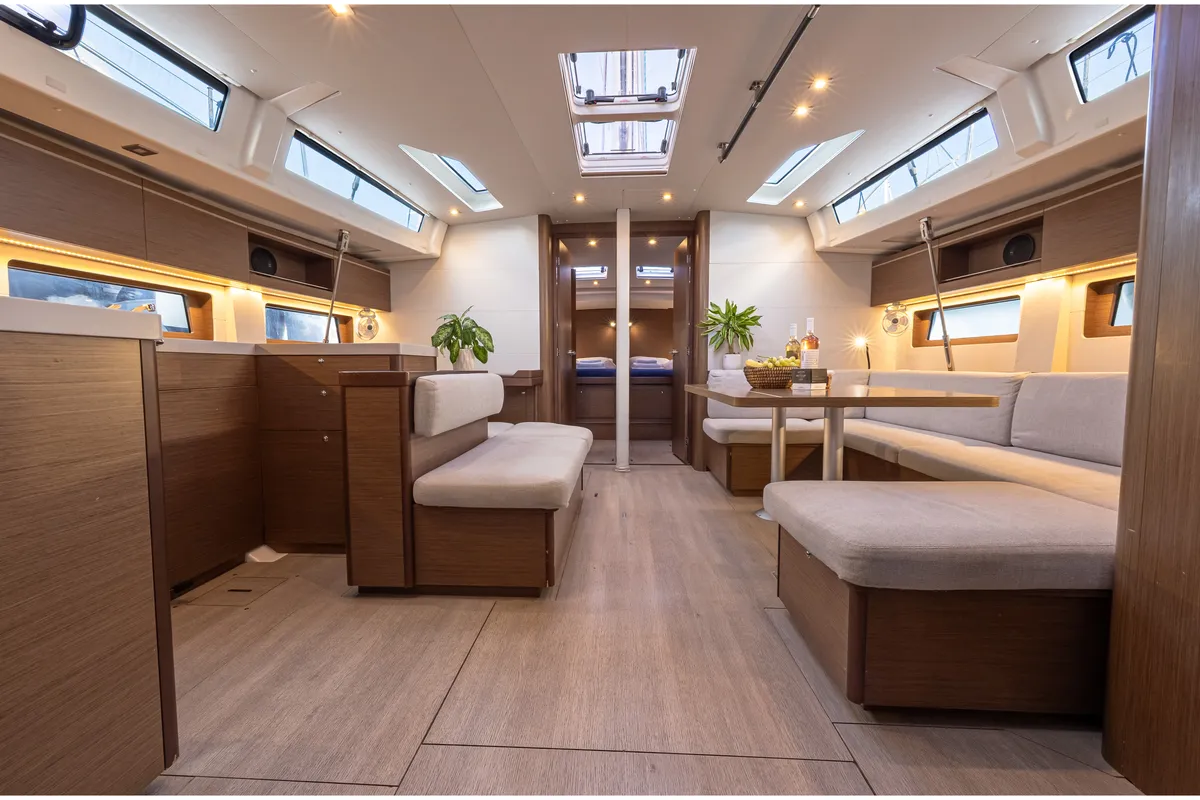 Salon of Forkys, a Beneteau Oceanis 51.1 sailboat at Municipal Unit of Lefkada, Greece