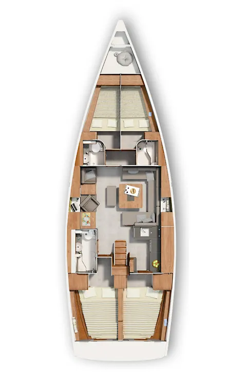 Floor plan of Sugar, a Hanse 455 sailboat at Athens, Greece