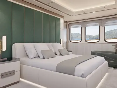 Cabin on Maia, a Custom Made Maia motor yacht at Split, Croatia