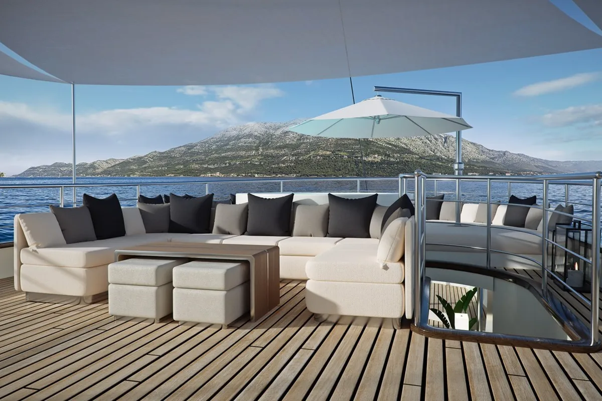 Deck of Maia, a Custom Made Maia motor yacht at Split, Croatia
