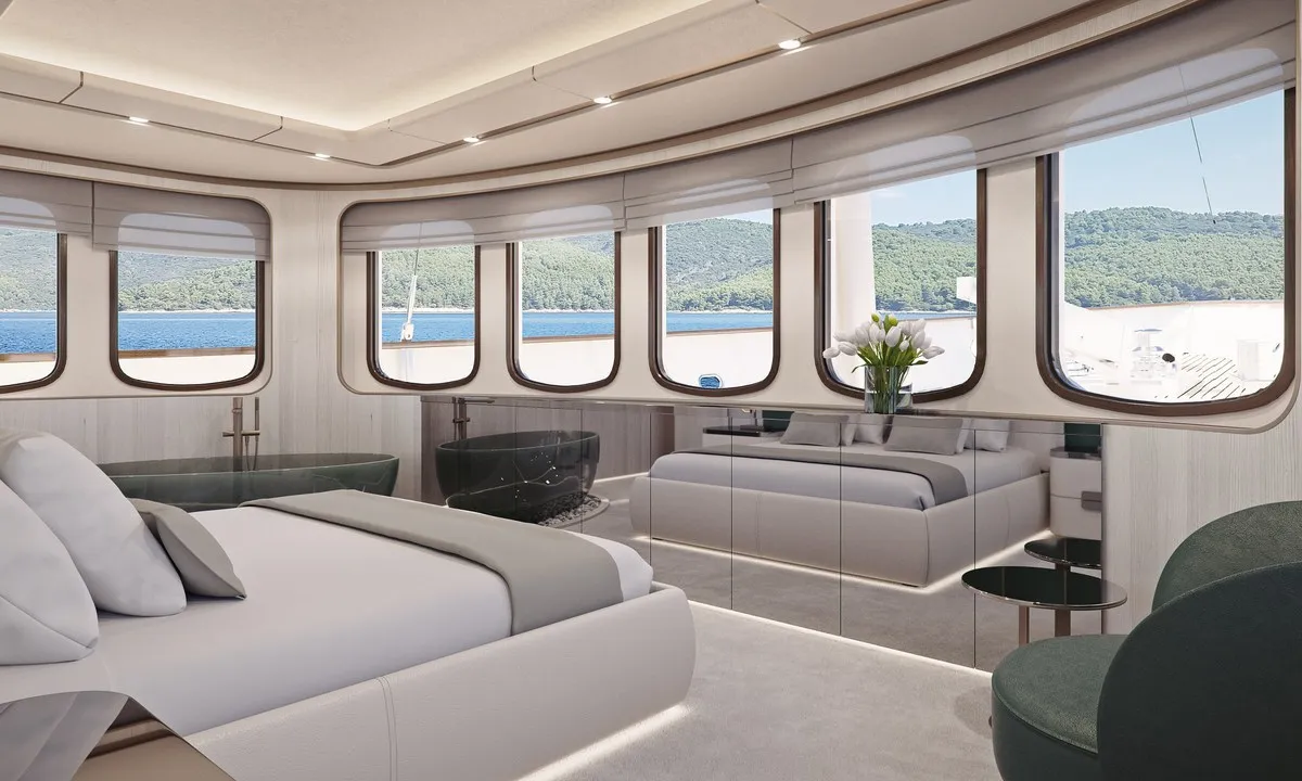 Cabin on Maia, a Custom Made Maia motor yacht at Split, Croatia
