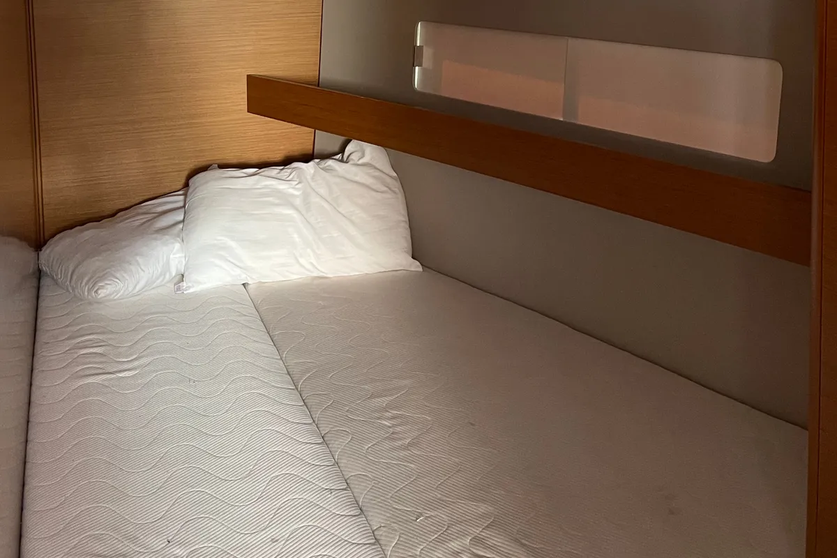 Cabin on OLYMPIA, a Jeanneau Sun Odyssey 440 sailboat at Skiathos, Greece
