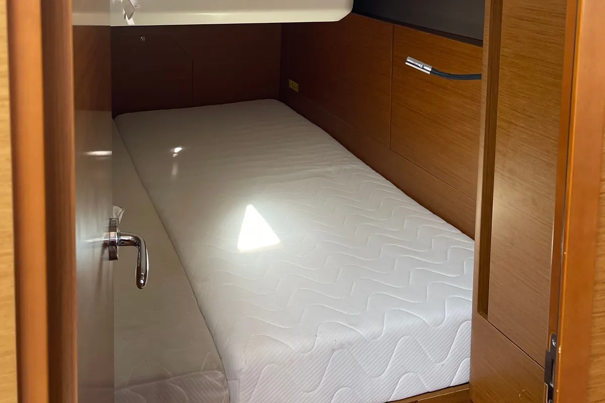 Cabin on OLYMPIA, a Jeanneau Sun Odyssey 440 sailboat at Skiathos, Greece