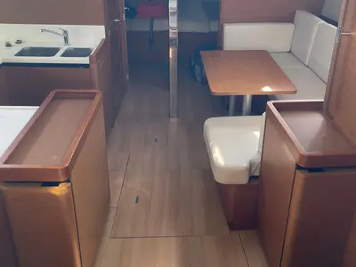 Salon of OLYMPIA, a Jeanneau Sun Odyssey 440 sailboat at Skiathos, Greece