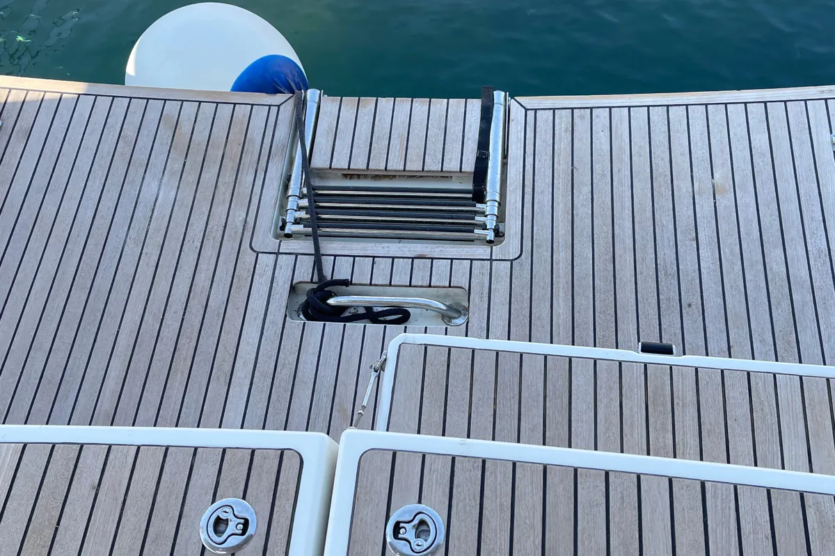 Deck of OLYMPIA, a Jeanneau Sun Odyssey 440 sailboat at Skiathos, Greece