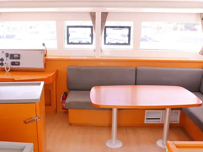 Salon of Moët, a Lagoon 450 F catamaran at Road Town, British Virgin Islands