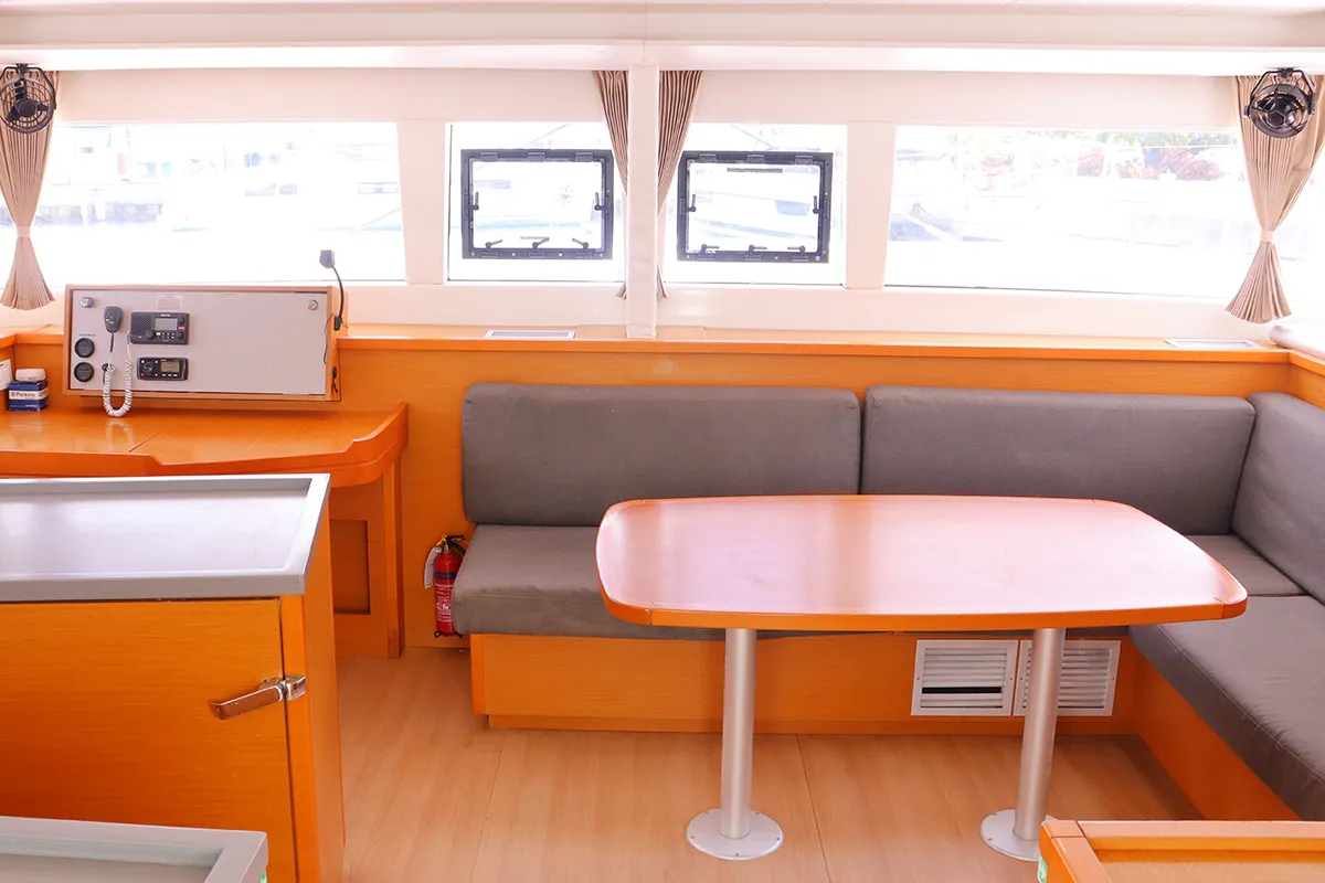 Salon of Moët, a Lagoon 450 F catamaran at Road Town, British Virgin Islands