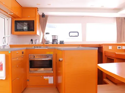 Galley of Moët, a Lagoon 450 F catamaran at Road Town, British Virgin Islands