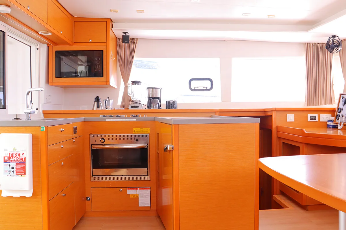 Galley of Moët, a Lagoon 450 F catamaran at Road Town, British Virgin Islands